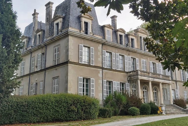 Renovated château in the south of France showcasing classical stone architecture