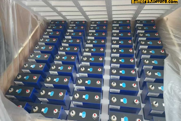 a box of LiFePO4 prismatic battery cells
