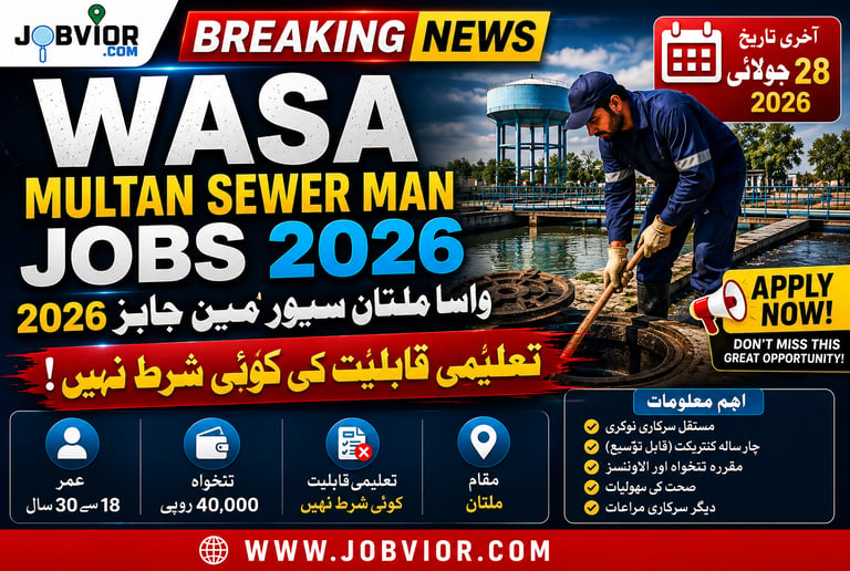 Water and Sanitation Agency Multan Sewerman recruitment notice 2026