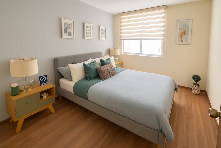 Recámara principal de departamento muestra en Aquiles Serdán, CDMX.