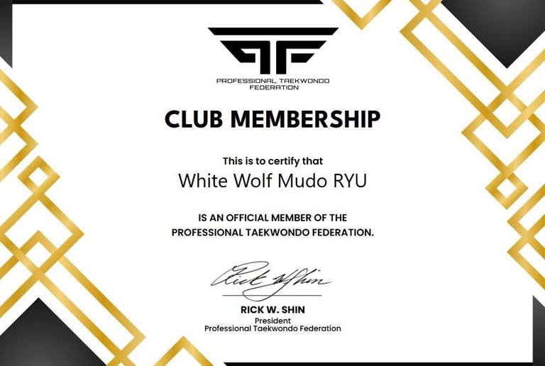a certificate for a professional professional professional club member