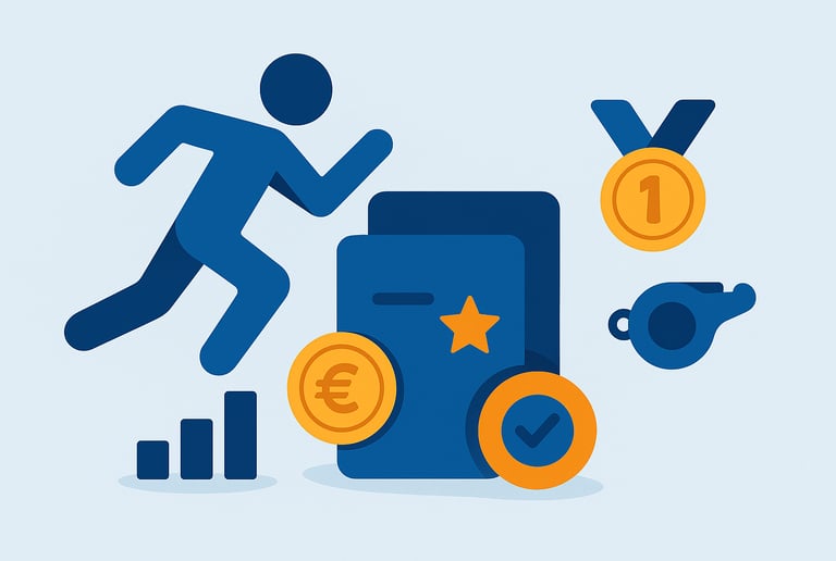 Illustrazione bonus sport 2025 in stile CAF Public