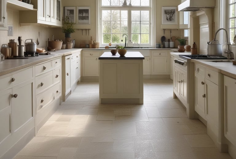 Limestone Floor restoration in an English Country House Kitchen