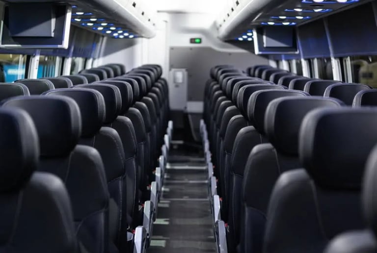 volvo luxury bus interior with premium comfort in Delhi NCR