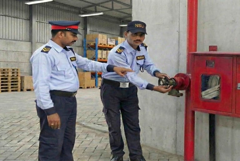 NSU security supervisor managing entry protocols and safety at a warehouse.
