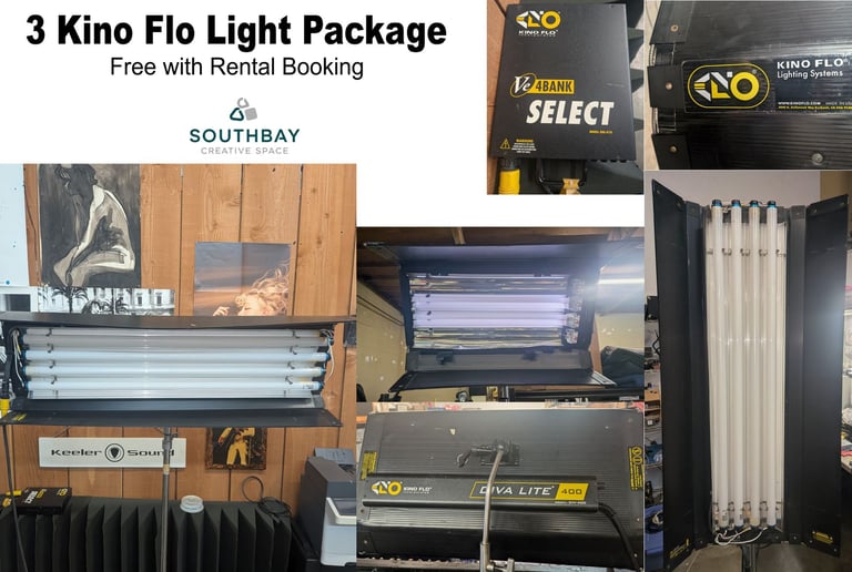 Three Kino flo Lighting trees for video productionpodcast