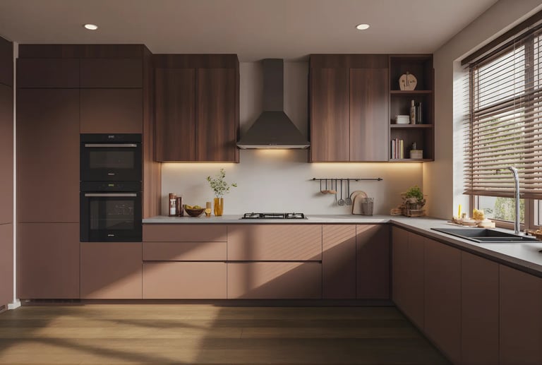 Chocolate brown signifies warmth and can be a great option for modern kitchens