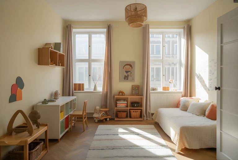 Kids Bedroom in Cream White color