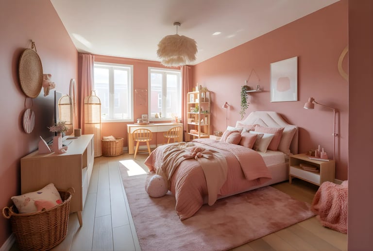 Kids Bedroom in Dusty Rose Color