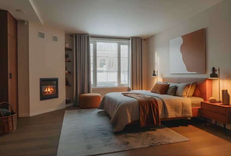 Cozy Fireplace Corner Bedroom