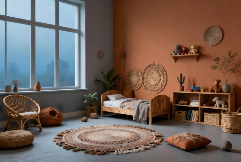 Kids Bedroom in Terracotta Clay Color