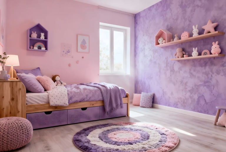 Kids Bedroom in Mauve Purple color