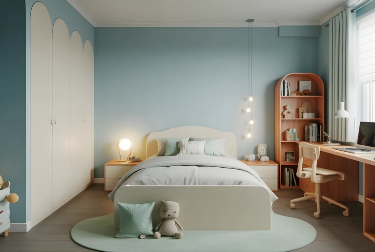 Kids Bedroom in Soft Sky Blue
