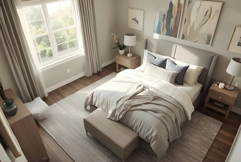 Tranquil bedroom paint colors creating a calm, cozy, and inviting modern retreat