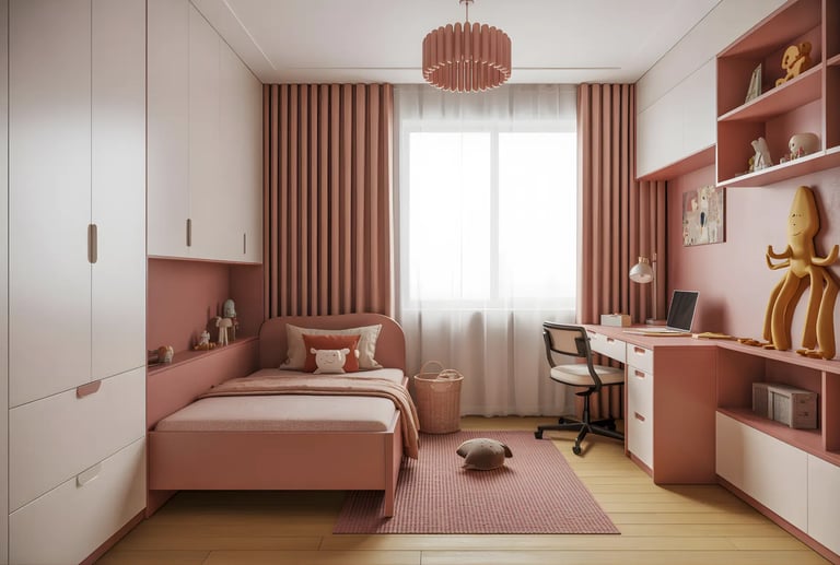 Kids Bedroom in Blush Pink
