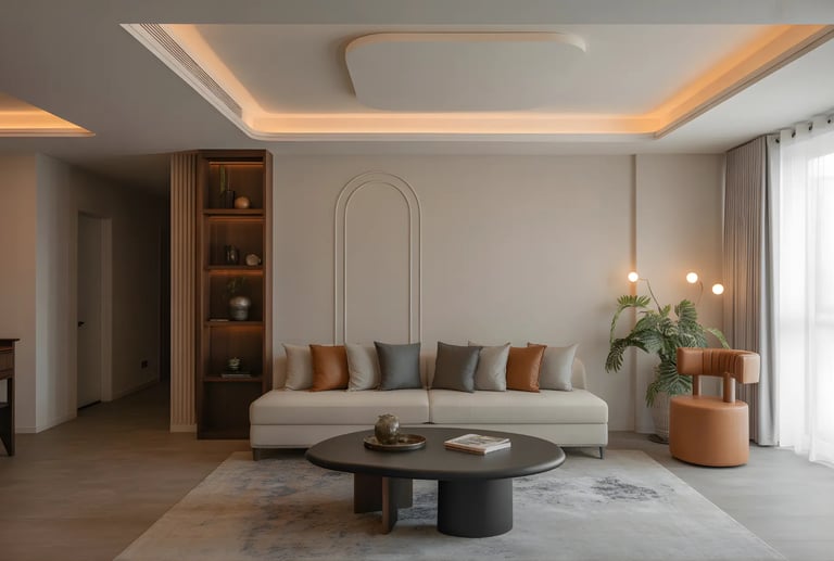 False ceiling fitted with cove lighting