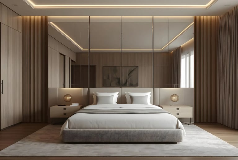 Mirrors create an illusion of space and sophistication.