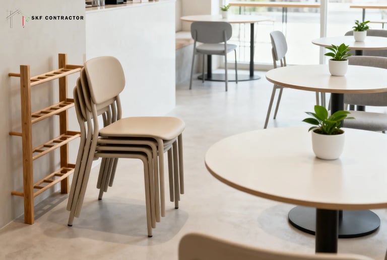 compact tables and seating that can move around easily for Cafe