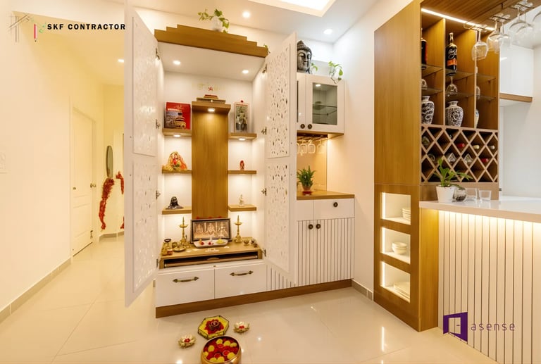 A subtle puja ghar design for minimalist home interiors