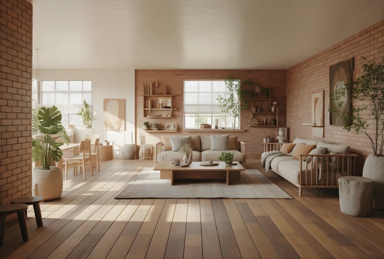Brick walls, wooden flooring & natural finishes will be the highlight of 2026.