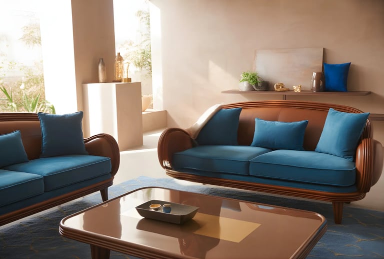 Blue and Brown Combination Furniture