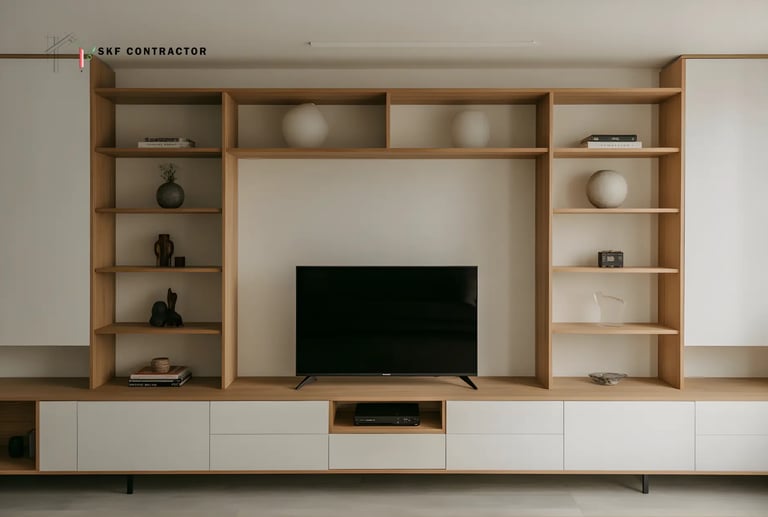 Minimalist TV Unit with Open Shelves