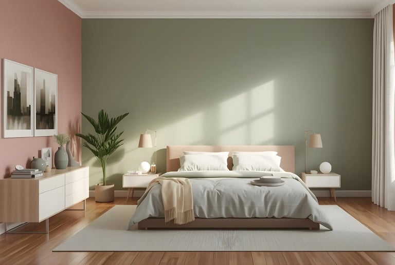 Best two colour combination for bedroom walls featuring romantic colors