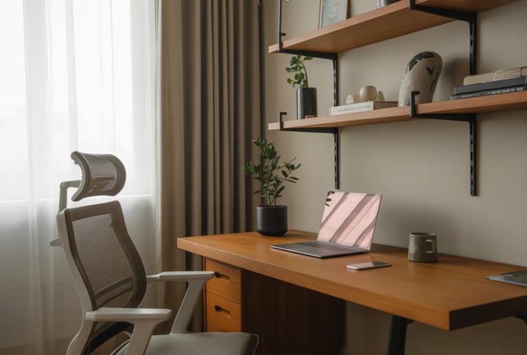 Teak wood home office setup for low-maintenance homes