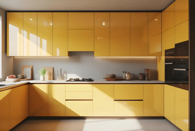 Nothing can go wrong with these acrylic waterproof kitchen cabinets