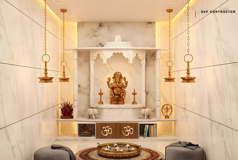 A beautiful marble puja unit for spacious homes