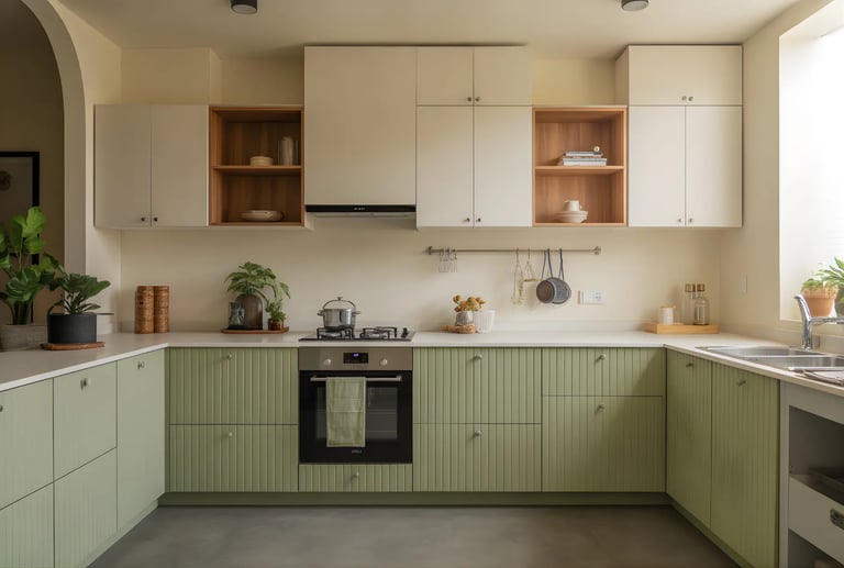 Sage Green & Off-White colors in kitchen