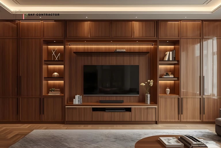 Floor-to-Ceiling Wooden TV Unit