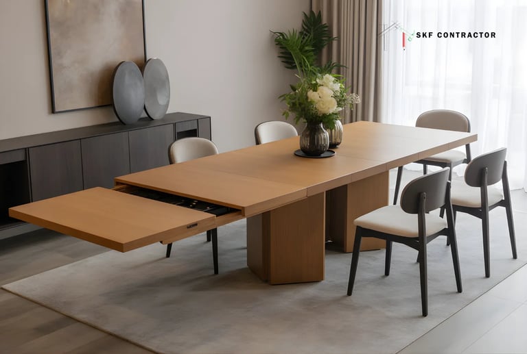 Extendable dining tables are the go-to choice for contemporary dining spaces