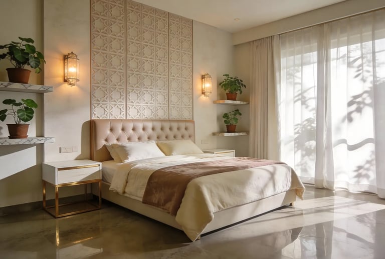 A feature wall adds visual interest & personality to your bedroom!