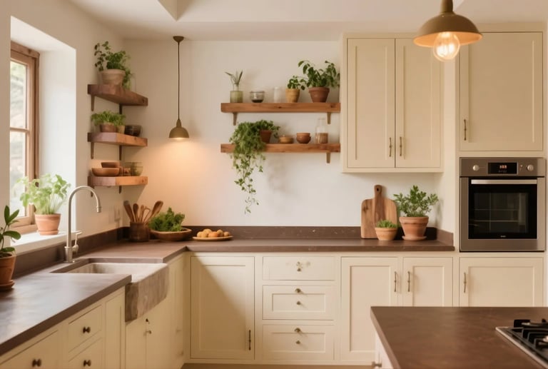Beige & Coffee Brown colors in Kitchen