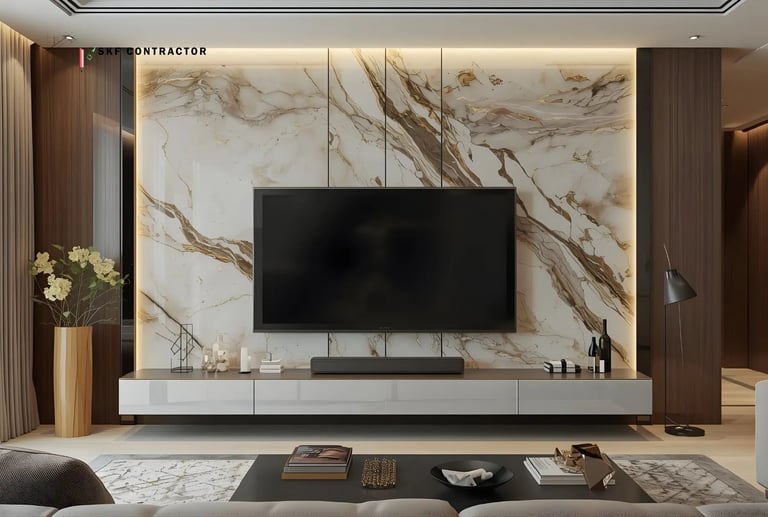 Marble Finish TV Unit Panel