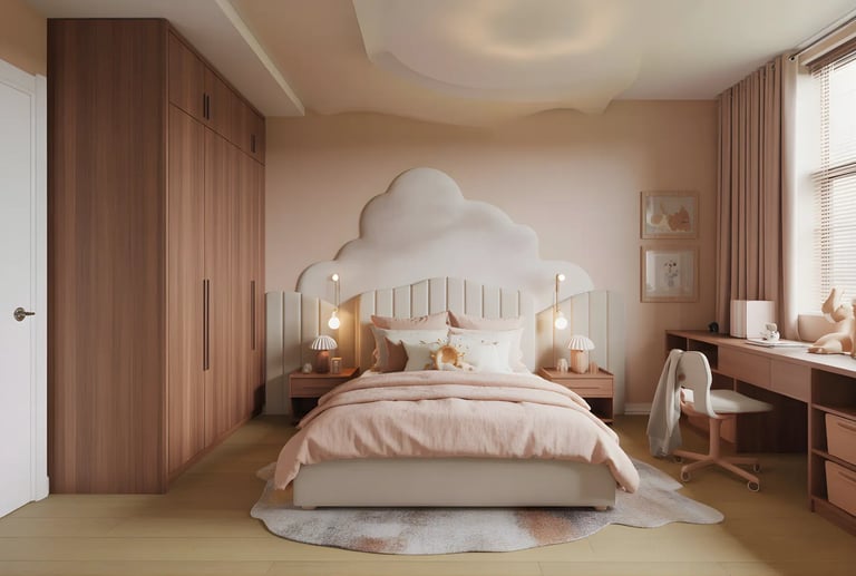Kids Bedroom in Warm Beige color