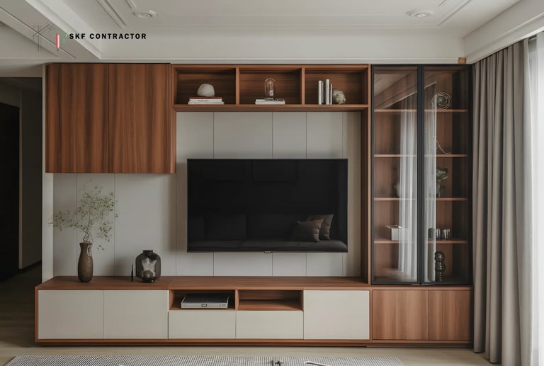 Glass & Wood Combination TV Unit