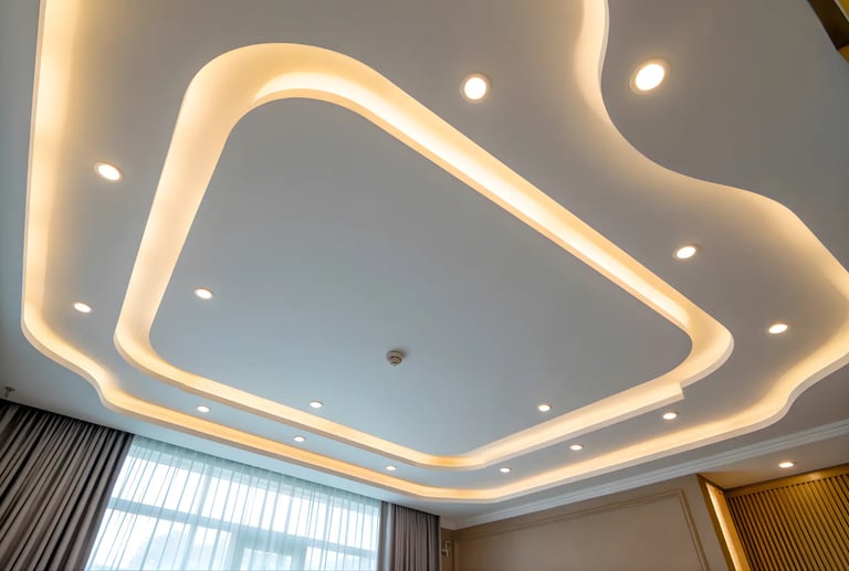 artistic false ceiling with patterns cutouts