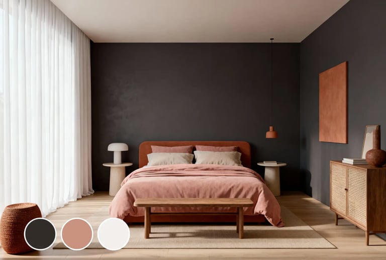 Charcoal Gray + Blush Pink + Soft White
