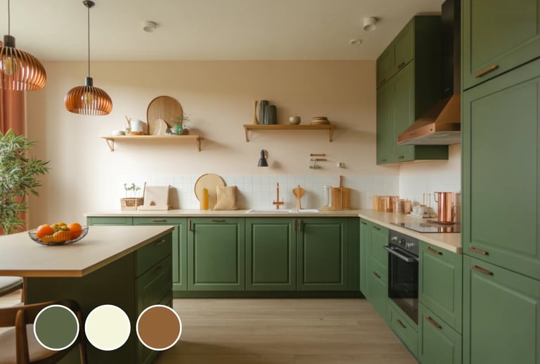 Forest Green + Beige + Copper