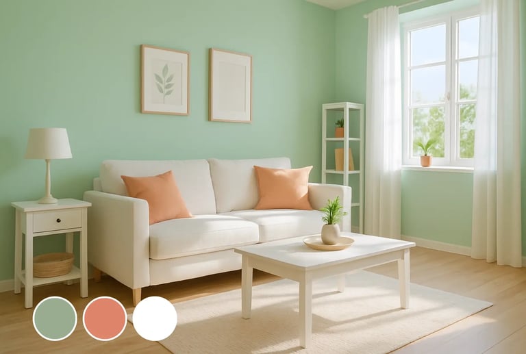 Mint Green + Peach + White