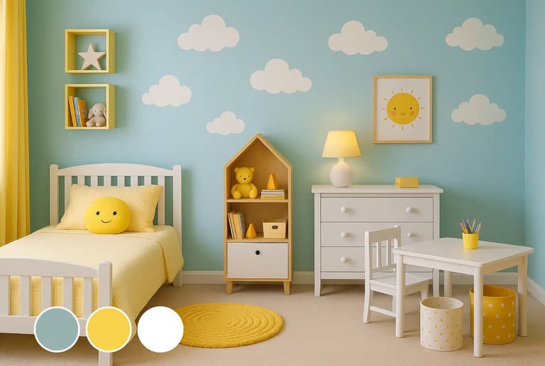Sky Blue + Soft Yellow + White