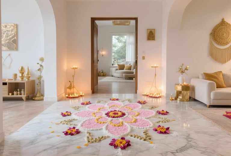 minimalistic rangoli in pastel tones