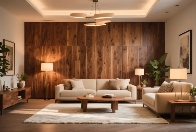 wooden accent walls