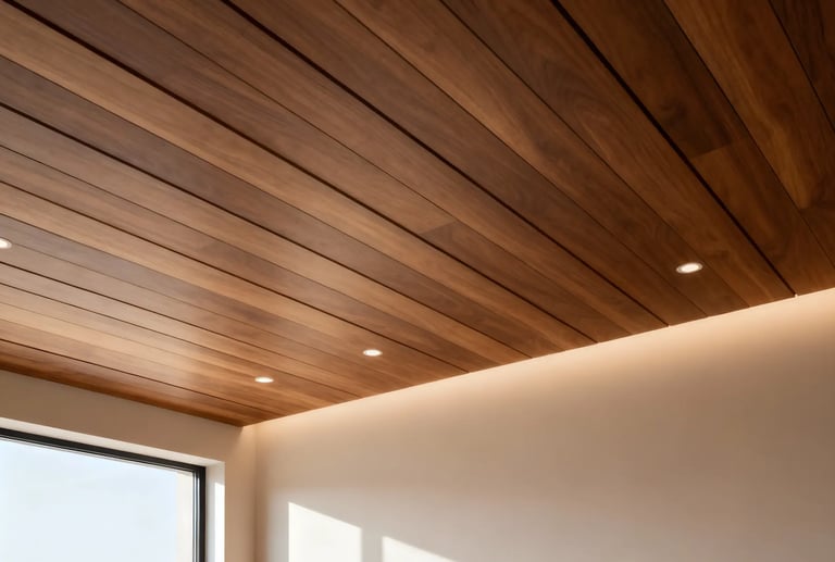 wooden panel false ceiling
