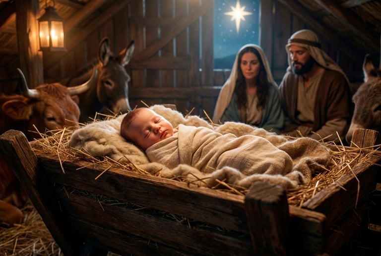 El niño Dios en el pesebre