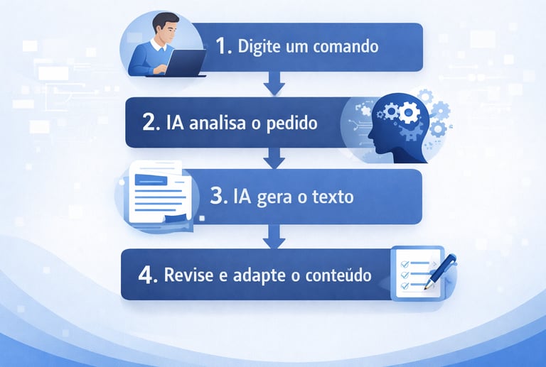 Infográfico explicando como funciona a criação de textos com inteligência artificial