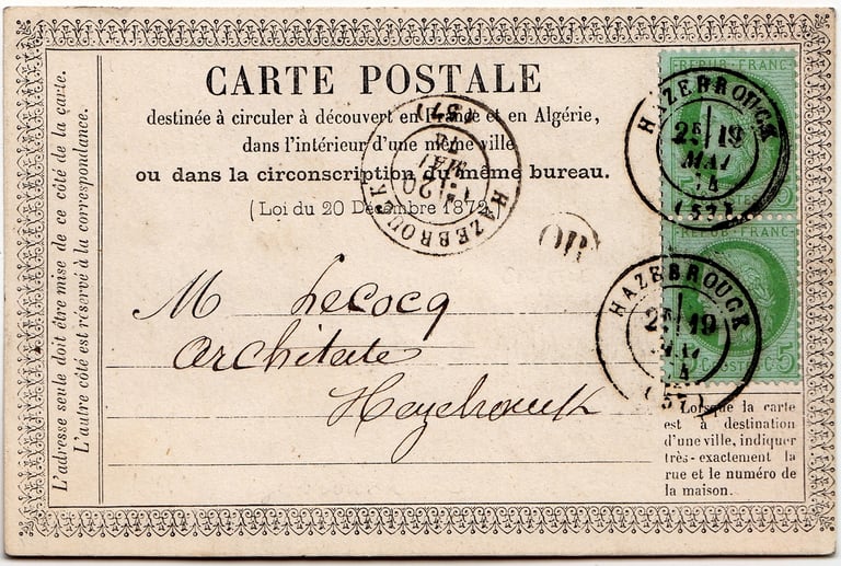 HAZEBROUCK, 20. Mai 1874. Die Frankatur wurde durch den Datumsstempel entwertet.