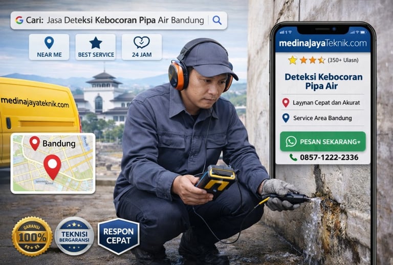 Jasa deteksi kebocoran pipa air Bandung tanpa bongkar oleh Medina Jaya Teknik